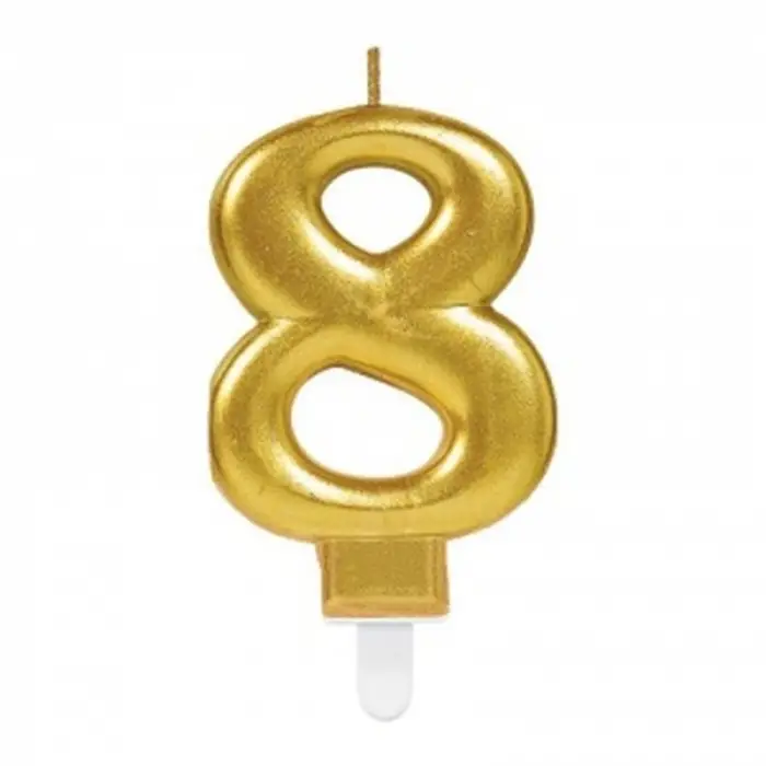 10 Cm 1 Adet 8 Rakam Mum Gold Renk