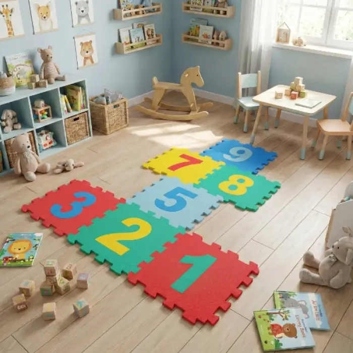 Kullanıma Uygun 9 Parça Sayılar Puzzle Yer Matı