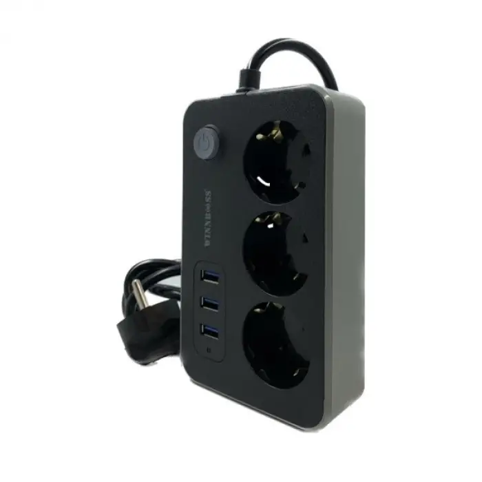 Kullanıma Uygun Akım Korumalı 3 Prizli 3 USB Girişli Uzatma Kablosu