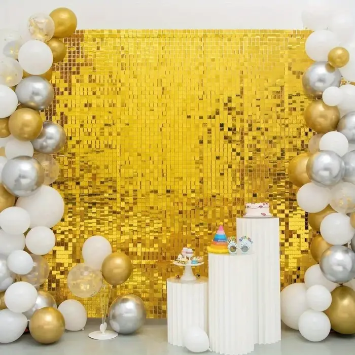 Kullanıma Uygun Altın Gold Renk Fon Perde Dekor