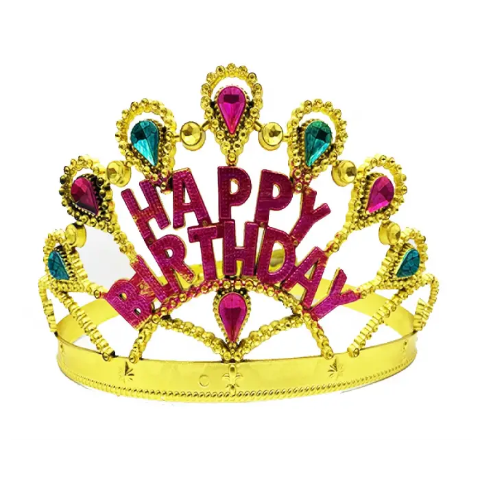 Kullanıma Uygun Altın Renk Happy Birthday Doğum Günü Tacı
