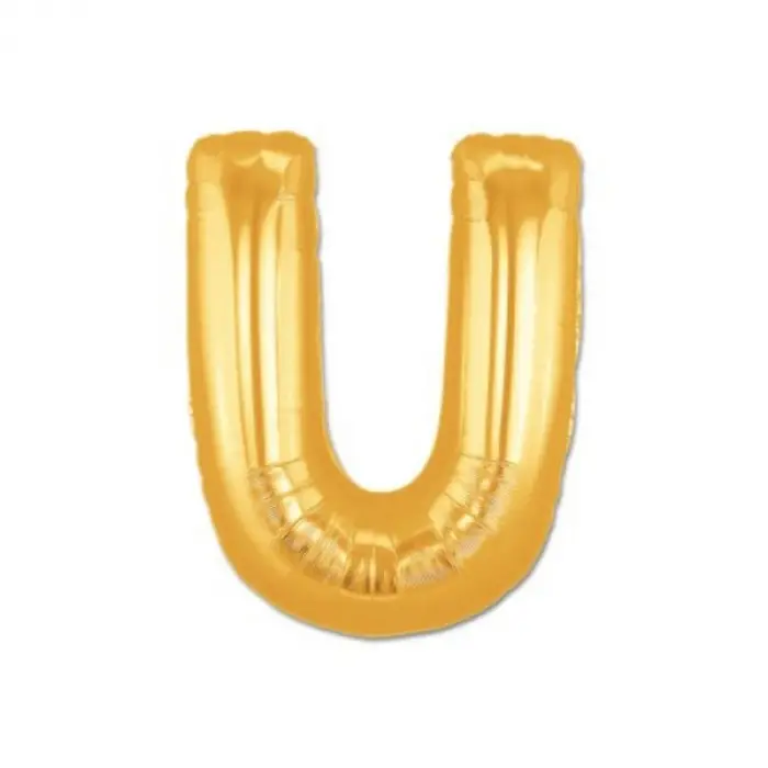 1 Metre Ölçülü Altın Sarısı Folyo U Harfi Balon