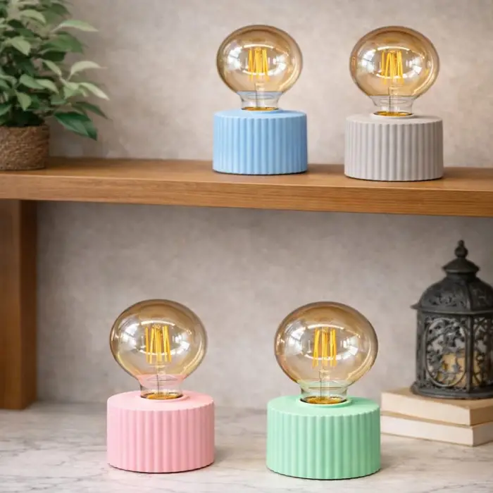 15 cm cam pembe Masa Lambası Ampul Tasarımlı Retro