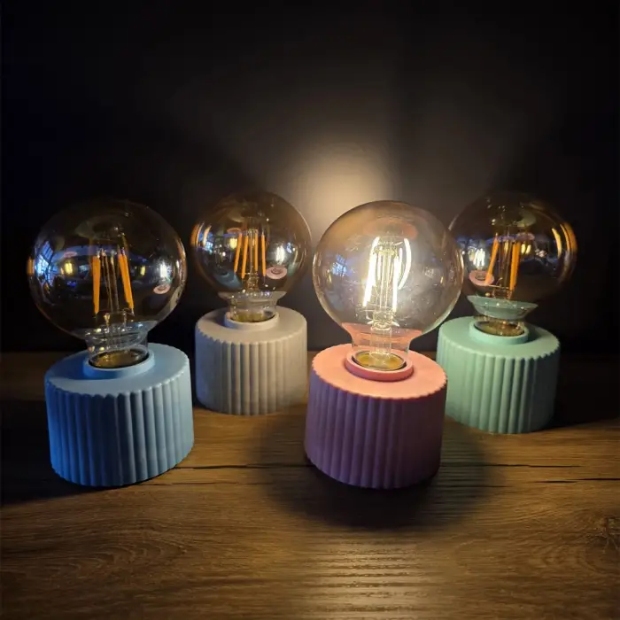 15 cm cam pembe Masa Lambası Ampul Tasarımlı Retro
