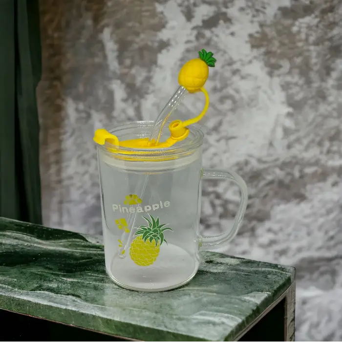 400 ml Cam Bardak Ananas Tasarımlı Kupa