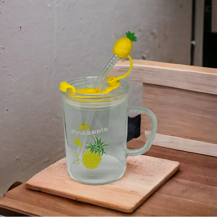 400 ml Cam Bardak Ananas Tasarımlı Kupa