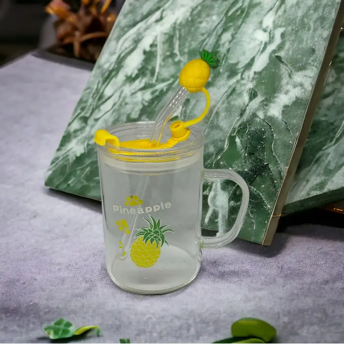 400 ml Cam Bardak Ananas Tasarımlı Kupa