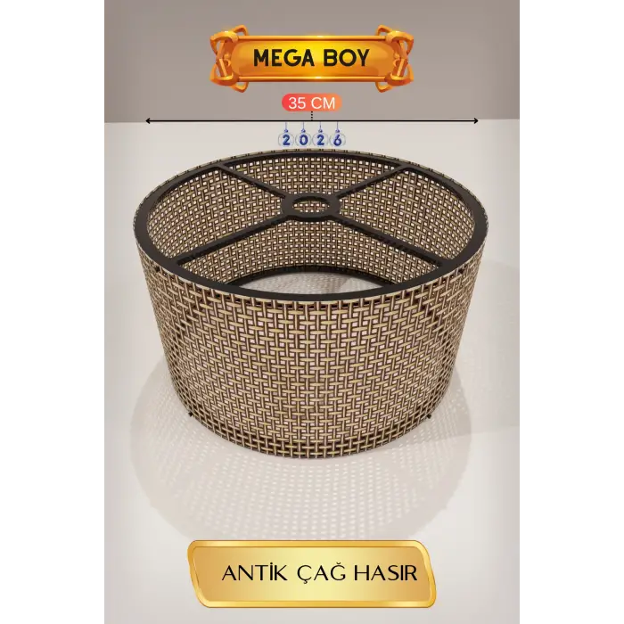 35 CM Ölçülü Antik Çağ Hasır Lambader Başlığı Mega Boy
