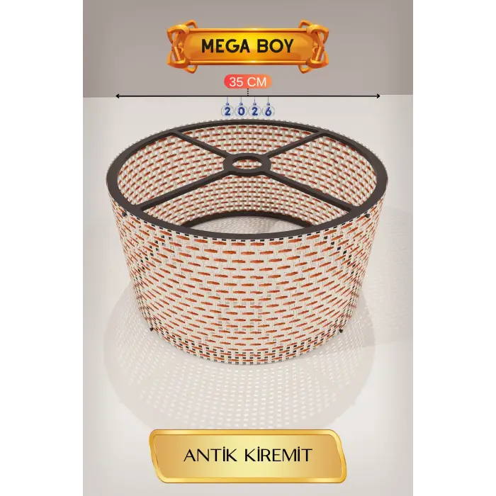 35 CM Ölçülü Antik Kiremit Lambader Başlığı Mega Boy
