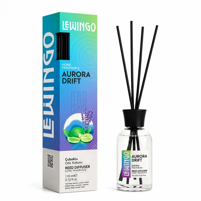 110 ml Ölçülü Aurora Drift Bambu Çubuklu Oda Kokusu Cam Şişe