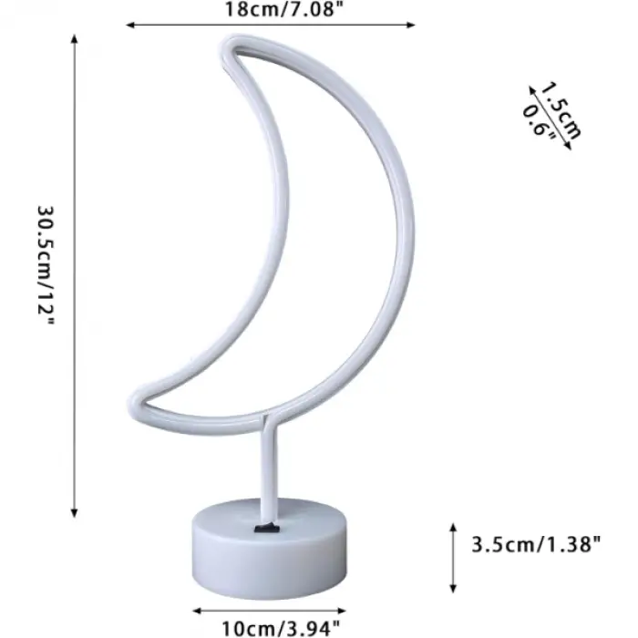 30,5 cm Kullanıma Uygun Ay Neon LED Lamba
