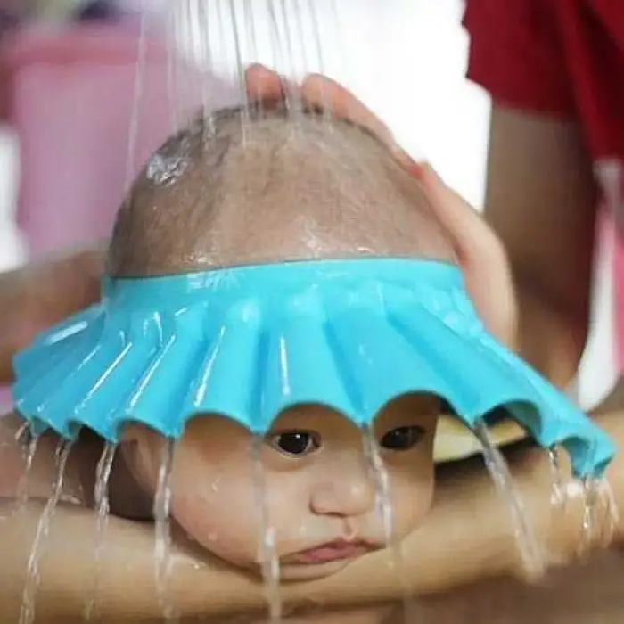 1 adet Silikon Bebek Banyo Şapkası Mavi