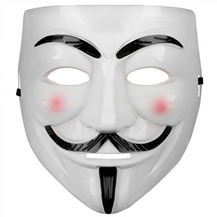 Kullanıma Uygun Beyaz Pembe Yanaklı V For Vendetta Maskesi