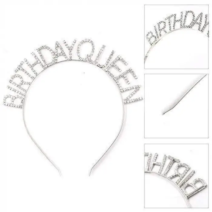 16x17 cm Kullanıma Uygun Birthday Queen Yazılı Kraliçe Taç