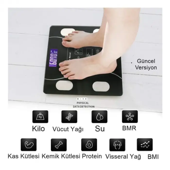 180 kg Kullanıma Uygun Bluetooth Özellikli Akıllı Tartı