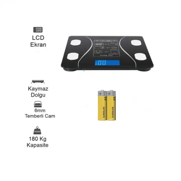 180 kg Kullanıma Uygun Bluetooth Özellikli Akıllı Tartı