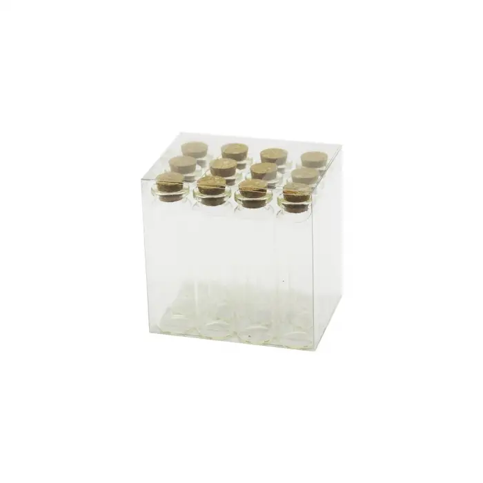 20 ml Ölçülü Boş Tüp Cam Şişe Mantar Kapak