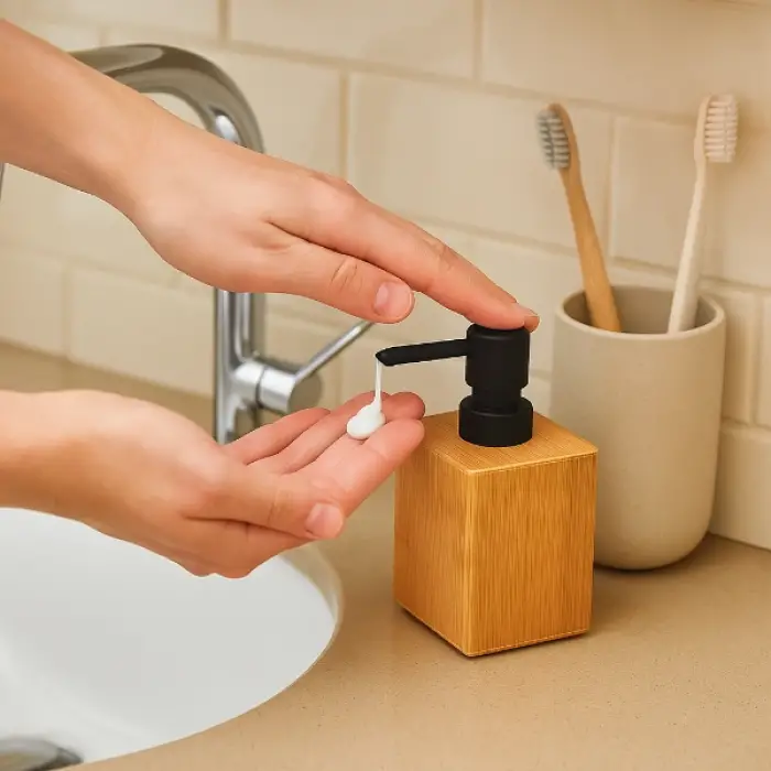 100 ml Kullanıma Uygun Büyük Ahşap Sıvı Sabunluk