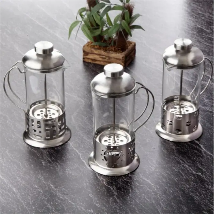 350 ml Ölçülü Çelik Kulplu Cam French Press