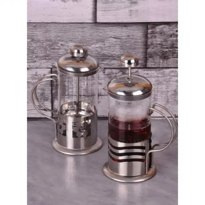350 ml Ölçülü Çelik Kulplu Cam French Press