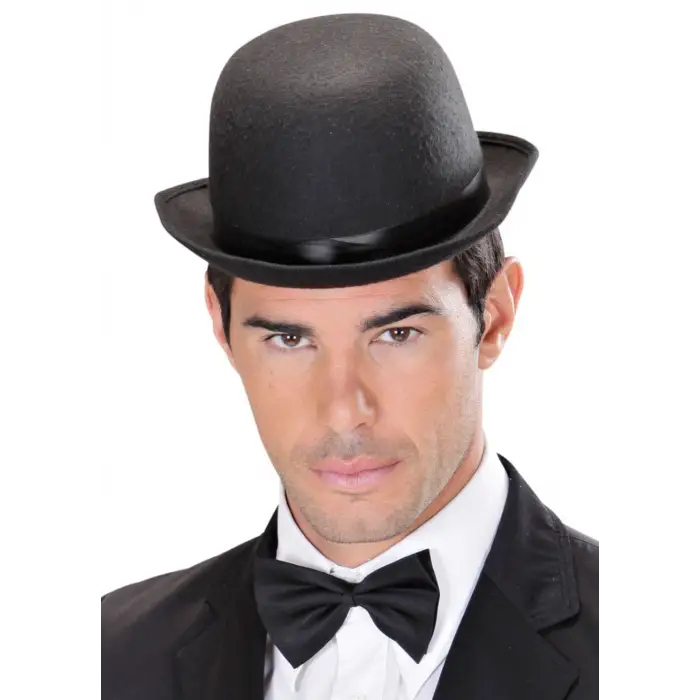 Plastik Charlie Chaplin Stil Yetişkin Şapkası Siyah Melon Parti Şapkası