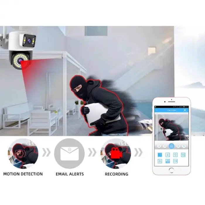 Kullanıma Uygun Çift Lensli Dış Mekan Wi Fi Kamera