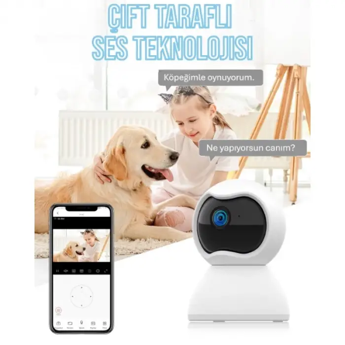 Kullanıma Uygun Çift Taraflı Ses Özellikli Wi Fi Kamera