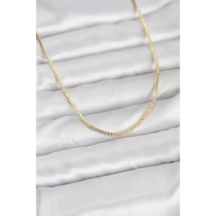 Kadın Kolye CM 14K Gold Renk Kare Zincirli Model 60 cm