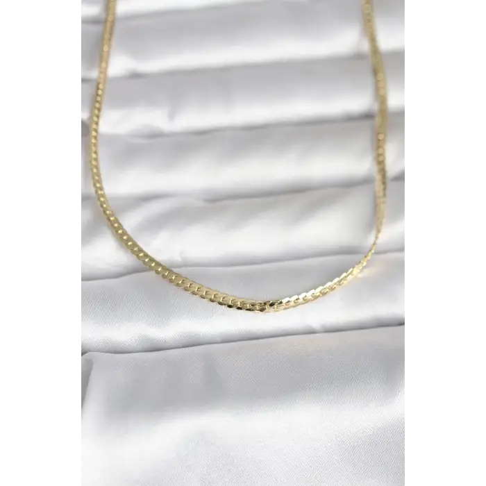 Kadın Kolye CM 14K Gold Renk Yassı Zincir Model 45 cm