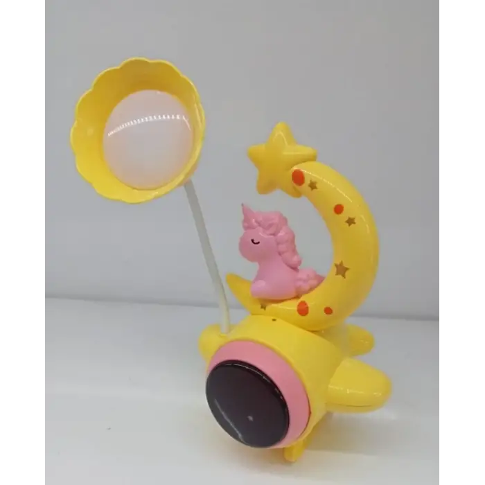 Kullanıma Uygun Çocuk Odası Ay ve Unicorn Desenli Gece Lambası