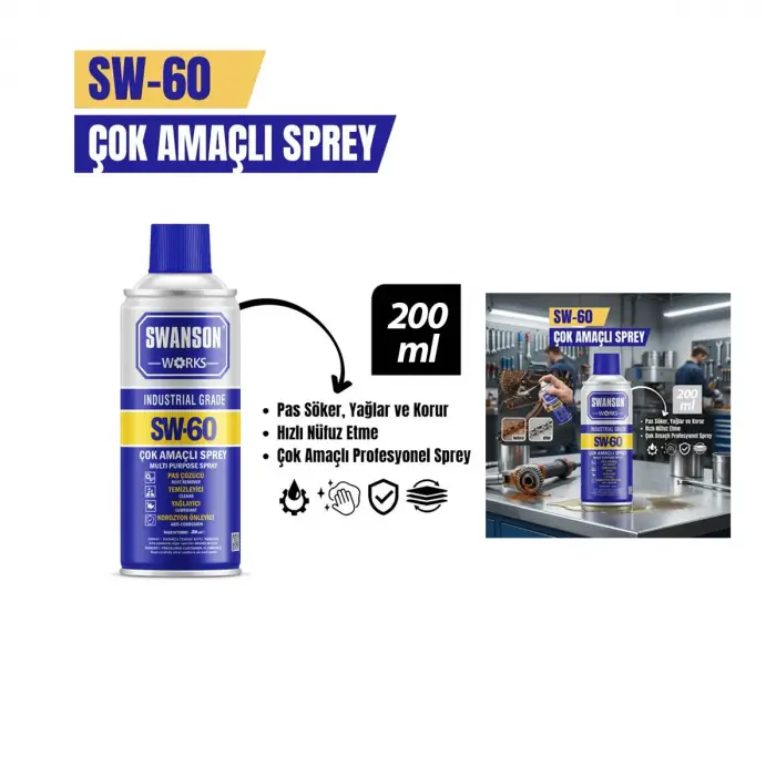 200 ml Ölçülü Çok Amaçlı Yağlayıcı Sprey Pas Sökücü Profesyonel Sprey