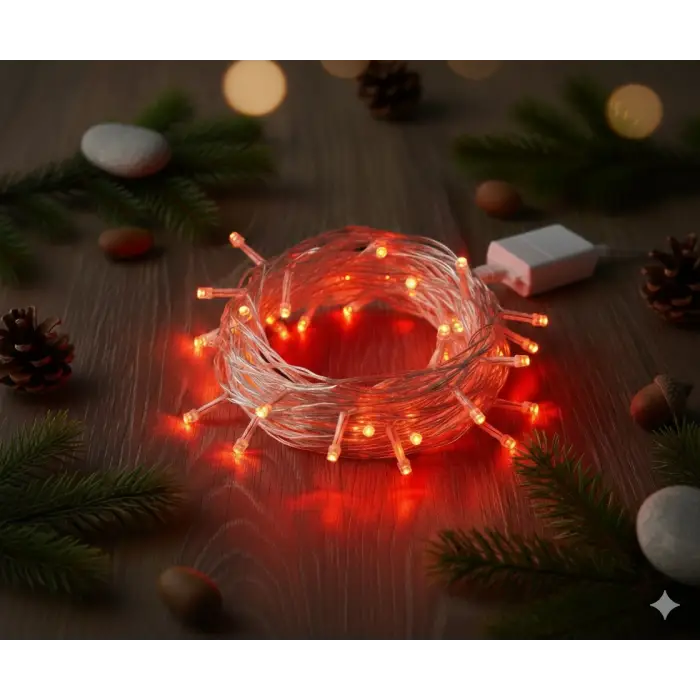 Kullanıma Uygun Damla Uçlu Kırmızı Dekoratif Işık 10 LED
