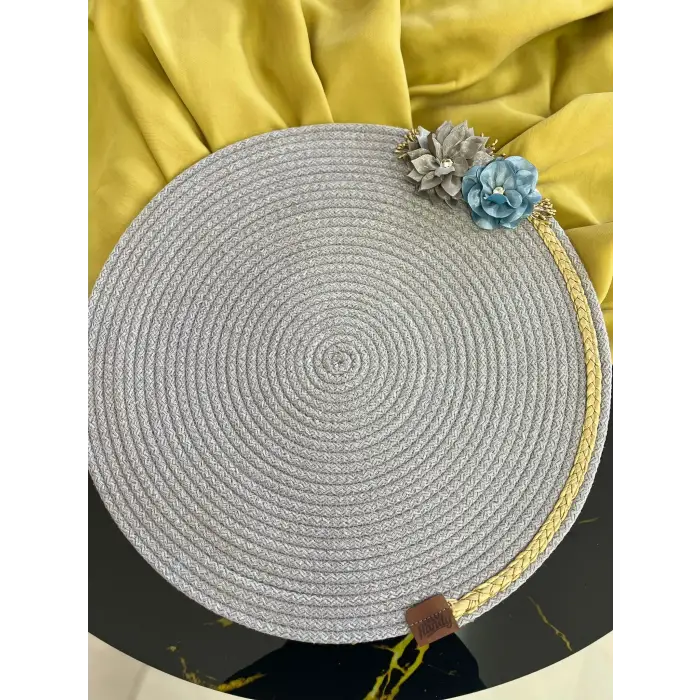 39cm Ölçülü DecoHandy Çiçekli Jüt Örme Supla Amerikan Servis