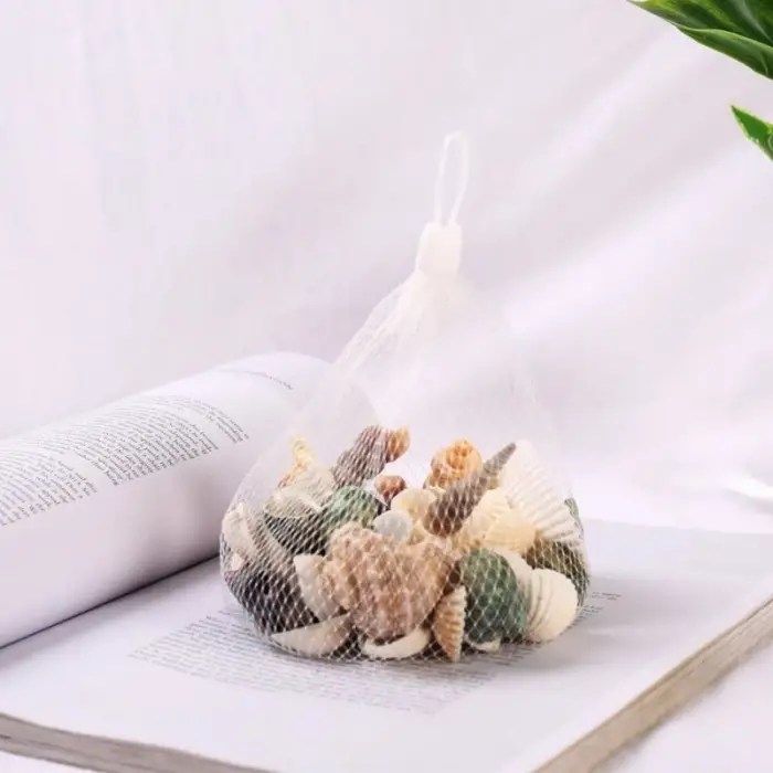 Cam Dekoratif Vazo Taşı Midye ve Deniz Kabuğu Fileli Renkli Mix