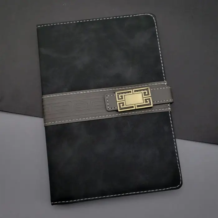 Defter Deri Kapaklı Çizgili Not i Siyah