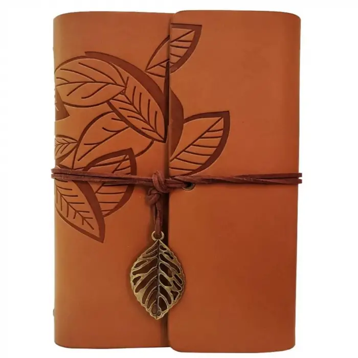 18.5x12.5 cm 75 sayfa Defter Deri Yaprak Desenli