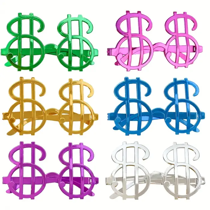 Parti Gözlüğü Dolar Şekilli Metalize 6 Adet
