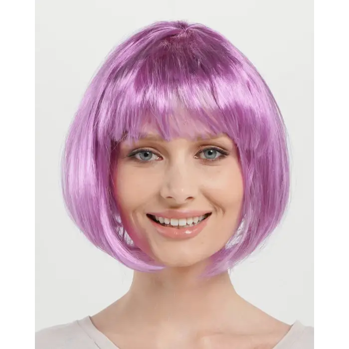 Kullanıma Uygun Düz Kesim Küt Parti Peruğu Rose Pembe
