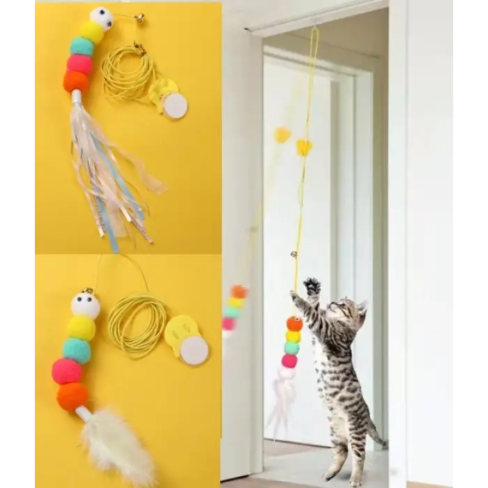Kullanıma Uygun Elastik Yapışkanlı Kedi Oyun Oltası