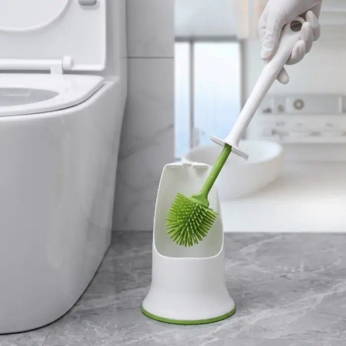 Beyaz Kullanıma Uygun Ergonomik Silikon Tuvalet Fırçası