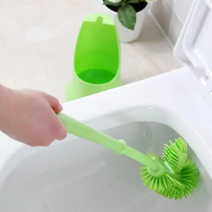 Beyaz Kullanıma Uygun Ergonomik Silikon Tuvalet Fırçası