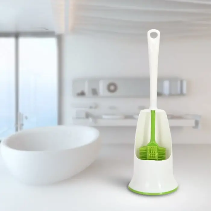 Beyaz Kullanıma Uygun Ergonomik Silikon Tuvalet Fırçası
