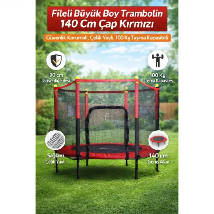 140 cm Ölçülü Fileli büyük Trambolin