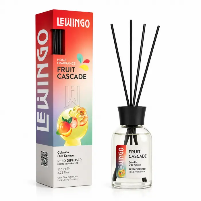 110 ml Ölçülü Fruit Cascade Bambu Çubuklu Oda Kokusu Cam Şişe