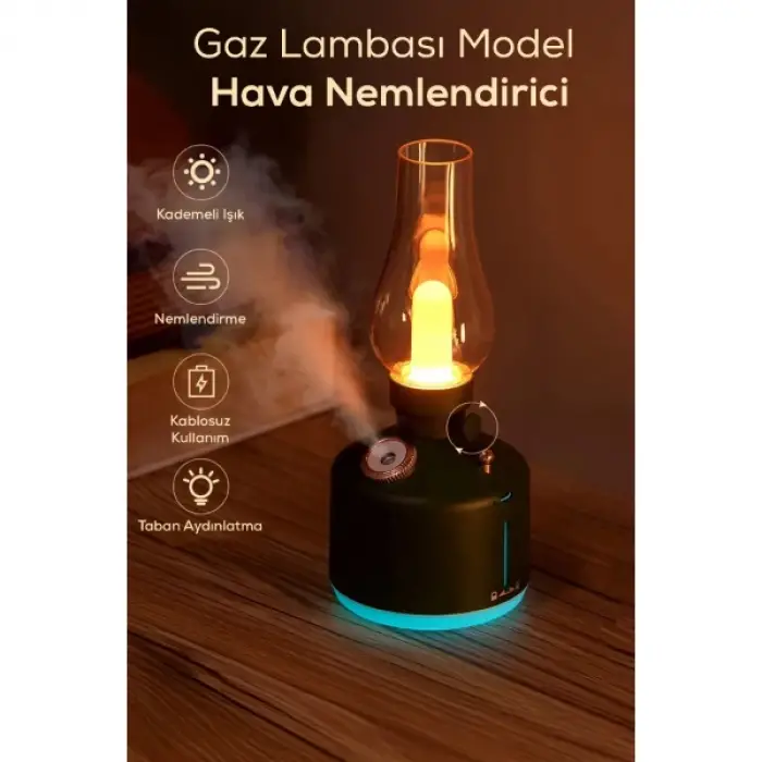 280 ml Kullanıma Uygun Gaz Lambası Tasarımlı Hava Nemlendirici