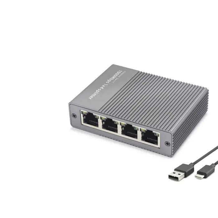 Gigabit Ethernet Switch 5 Port Type C Güç Girişli Gri
