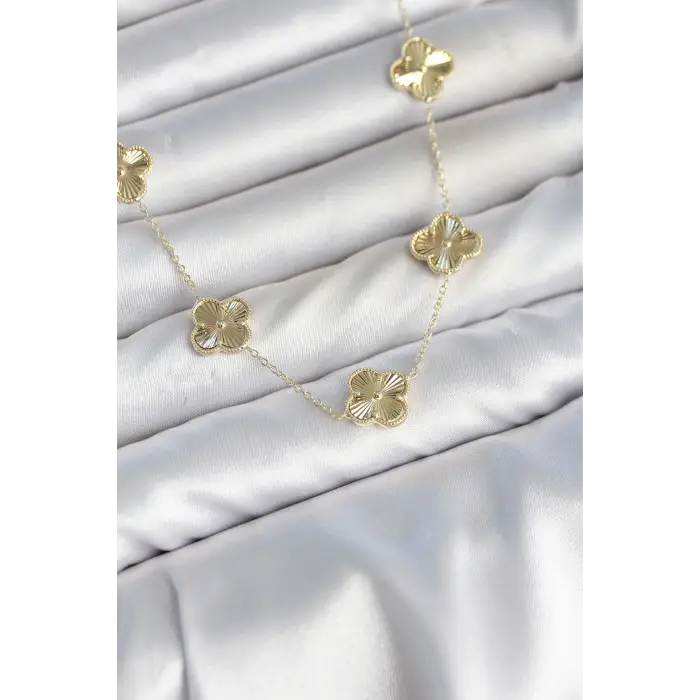 Kadın Kolye Gold Renk Yonca Model VIP Seri