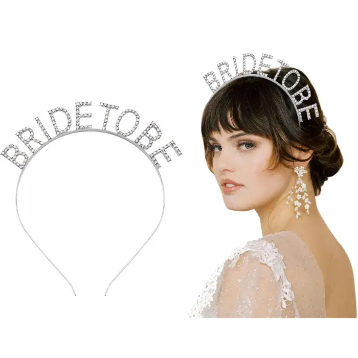 Kullanıma Uygun Gümüş Kaplama Kristal Taşlı Bride To Be Gelin Tacı
