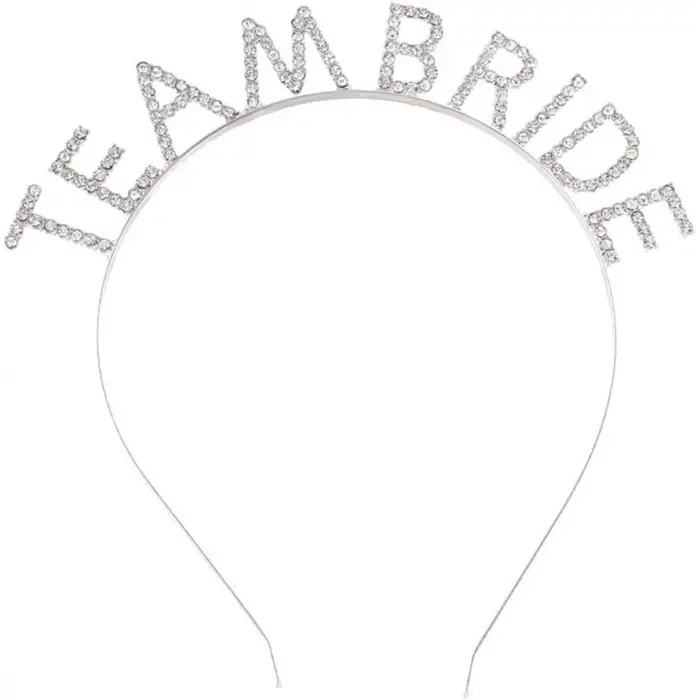 Kullanıma Uygun Gümüş Kaplama Kristal Taşlı Team Bride Taç