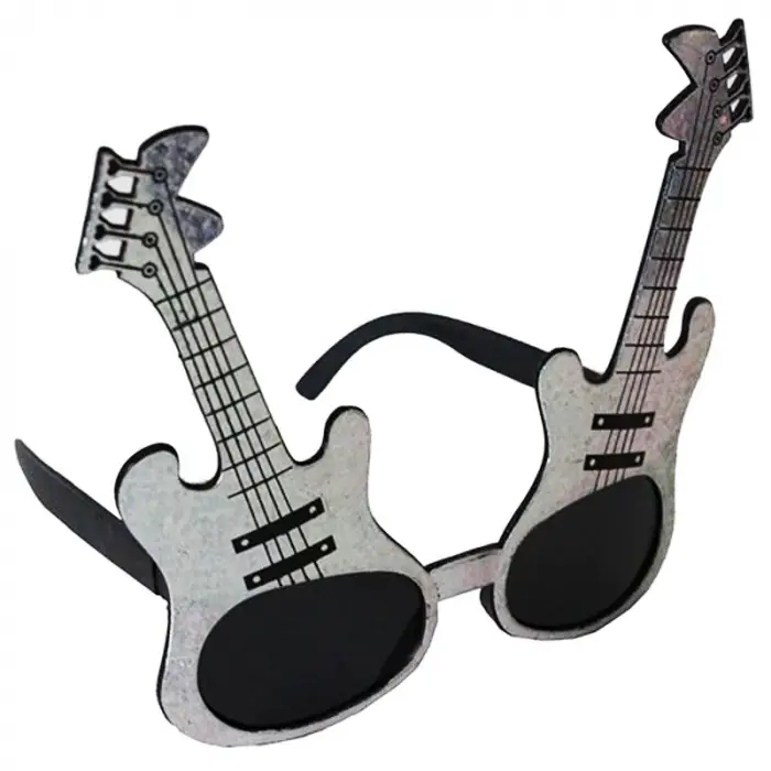 Parti Gözlüğü Gümüş Renk Gitar Şekilli